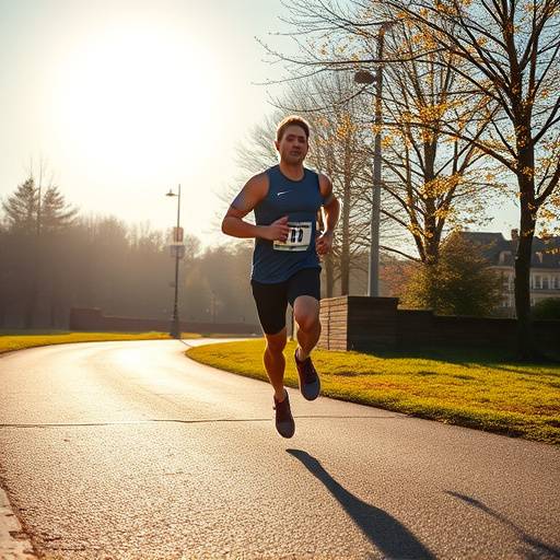 A person running outdoors on a sunny day.
